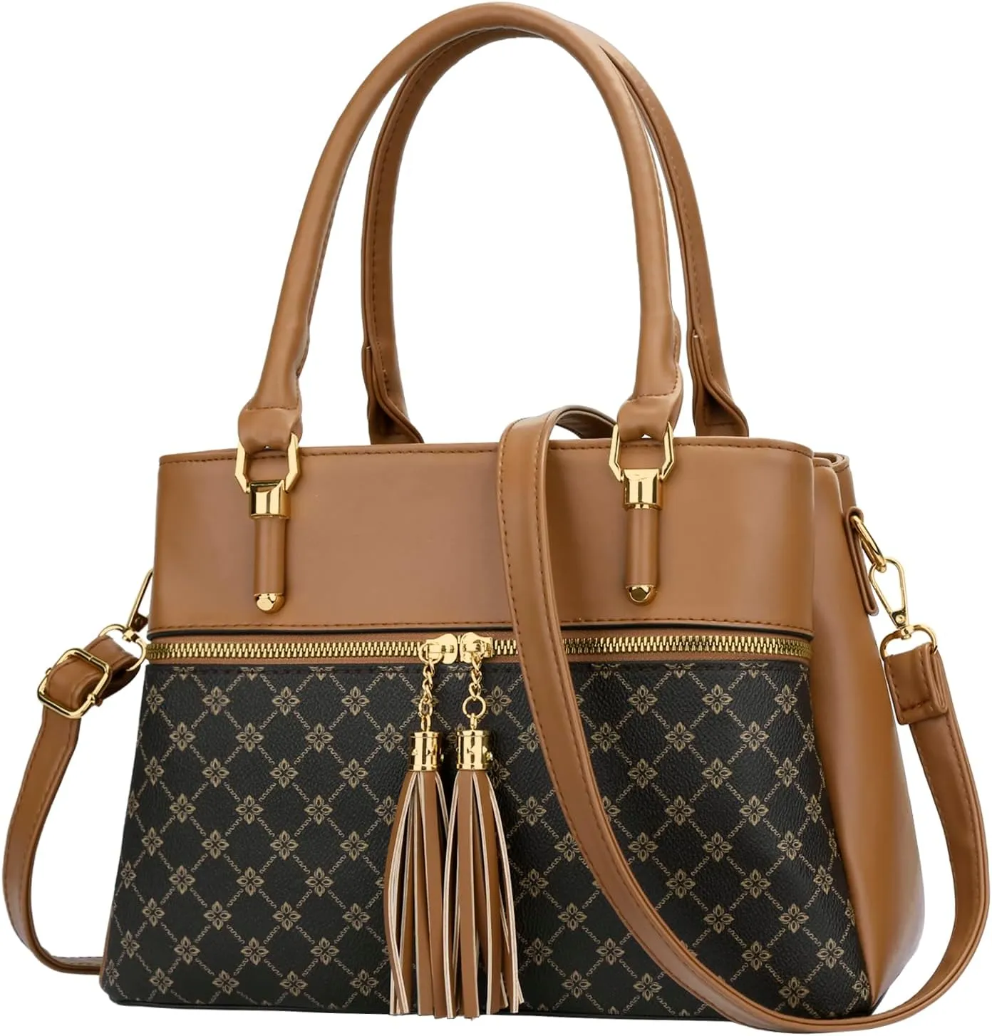 KKXIU Women Satchel Bags Handle Shoulder Handbags and Purses Pockets Zipper Leather Crossbody Bags