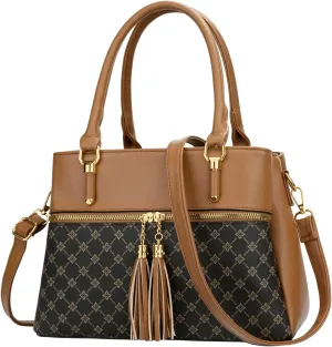 KKXIU Women Satchel Bags Handle Shoulder Handbags and Purses Pockets Zipper Leather Crossbody Bags