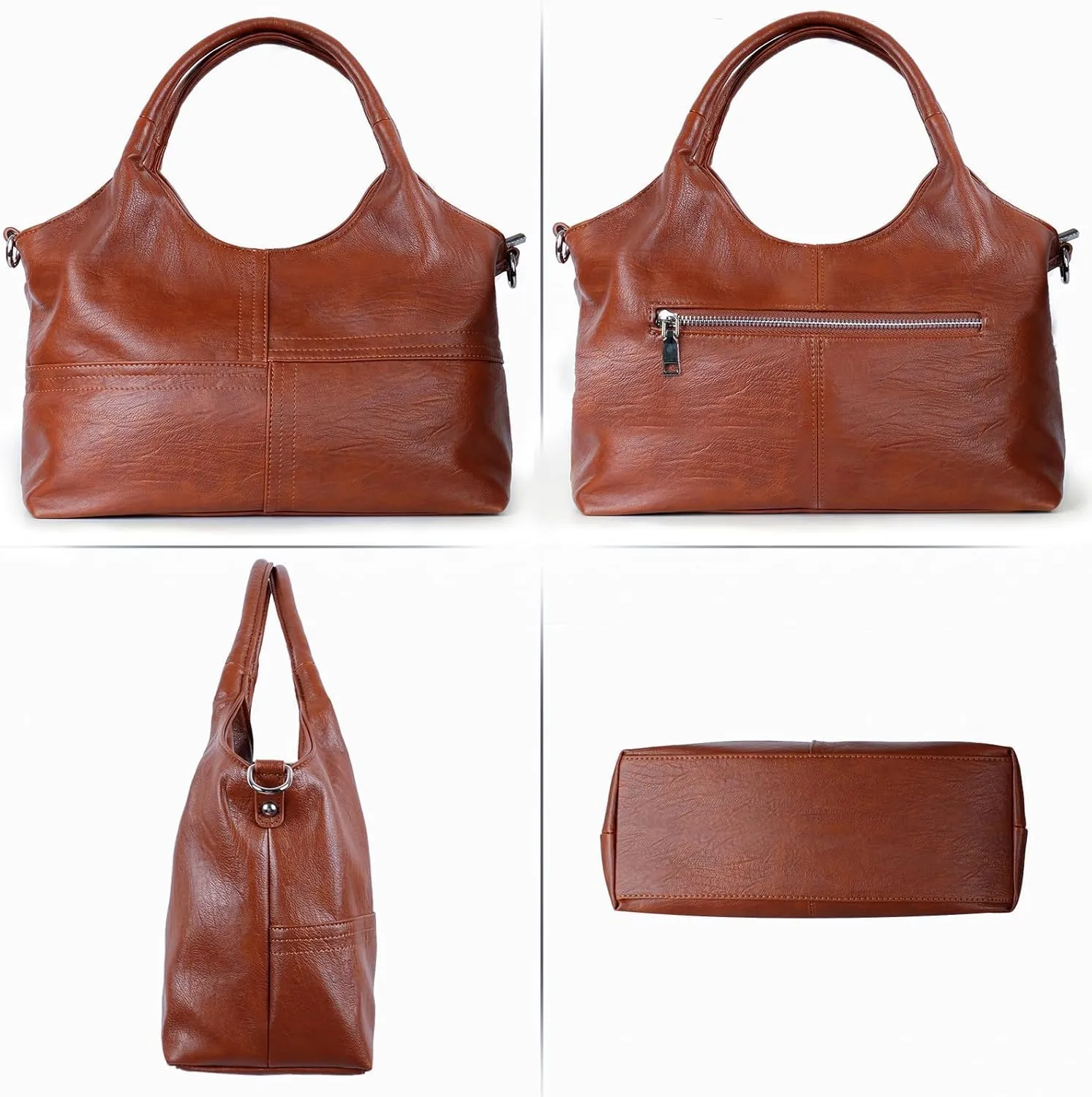 KOGTLA Vegan Leather Purses for Women with Detachable Satchel Strap, Ladies Handbags, Tote Hobo Bags with Top Handle
