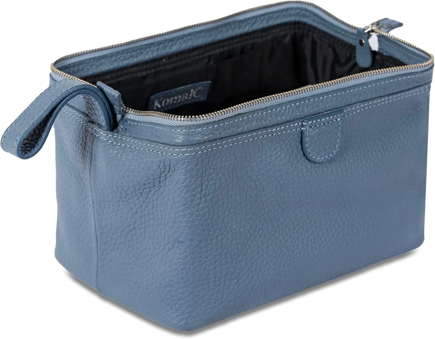 KomalC Premium Buffalo Leather Unisex Toiletry Bag Travel Dopp Kit