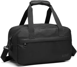 Kono Travel Duffels Bag, Cabin Luggage Under Seat Flight Carry-on Bag Unisex Sports Holdall (Black, 14L)