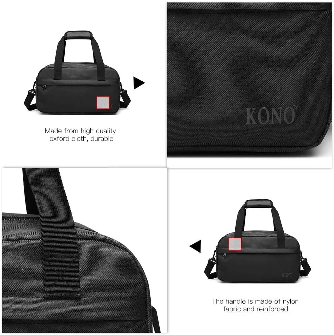 Kono Travel Duffels Bag, Cabin Luggage Under Seat Flight Carry-on Bag Unisex Sports Holdall (Black, 14L)