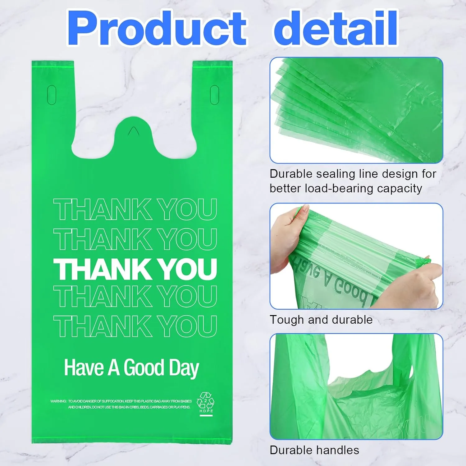 Kosiz 400 Pcs Thank You T Shirt Bags Bulk with Handles, Plastic Grocery Shopping Bags for Business 11 x 6 x 21 inch(Multi Colors)