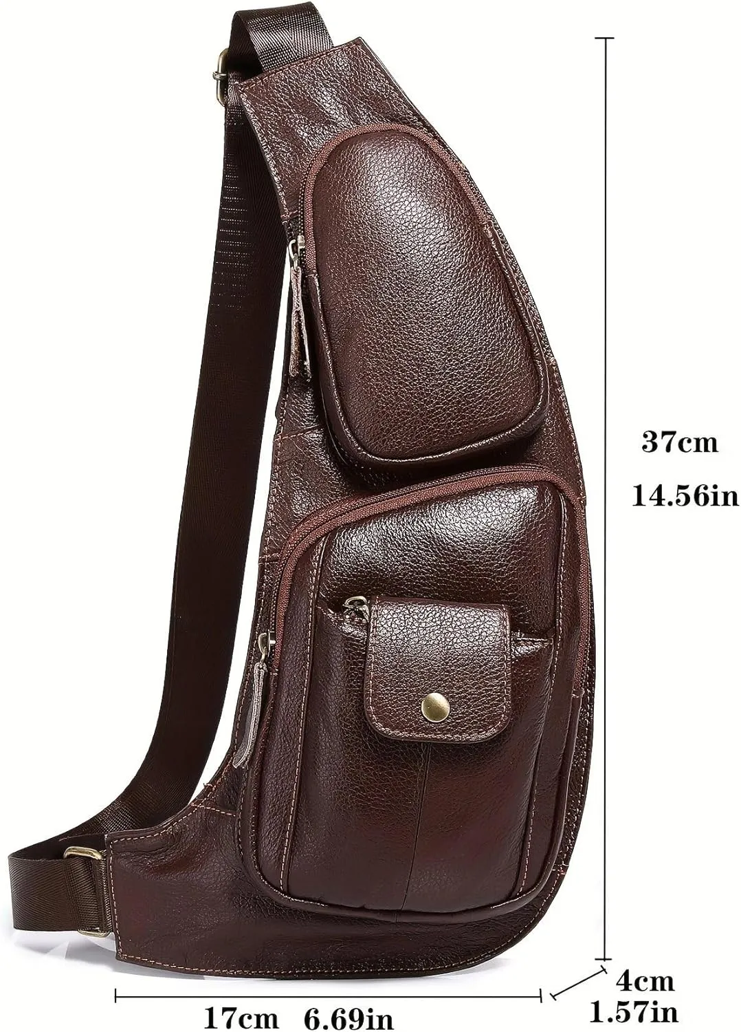 KPYWZER Vintage Leather Sling Bag Backpack for Men Crossbody Shoulder Chest DayPack Backpacks