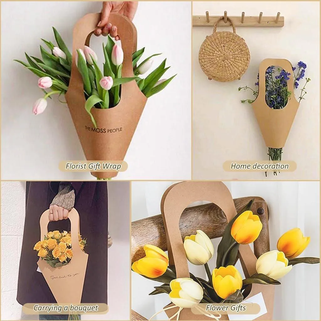 Kraft Paper Bouquet Bags 40 Pack Versatile Sizes