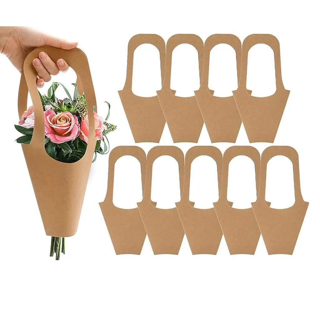 Kraft Paper Bouquet Bags 40 Pack Versatile Sizes