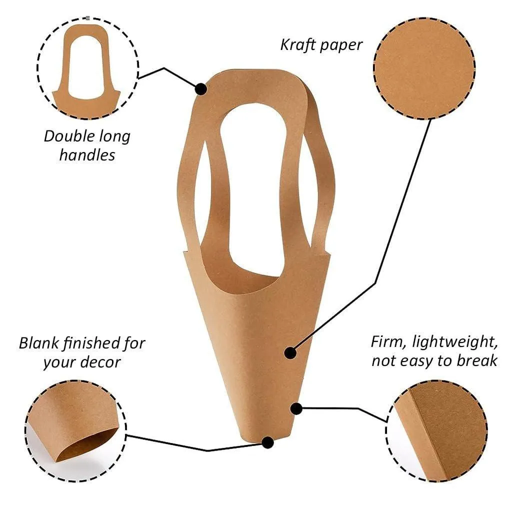 Kraft Paper Bouquet Bags 40 Pack Versatile Sizes