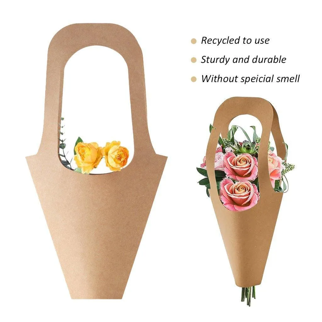 Kraft Paper Bouquet Bags 40 Pack Versatile Sizes