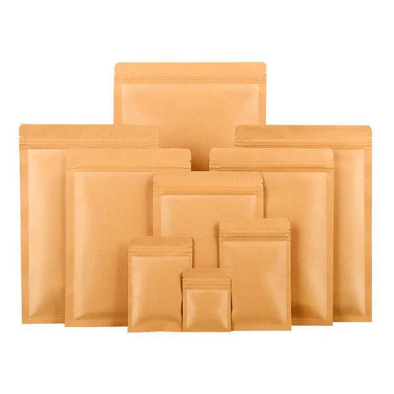 Kraft Paper Self-Sealing Tear Notch Bags 250PCS 6Sizes