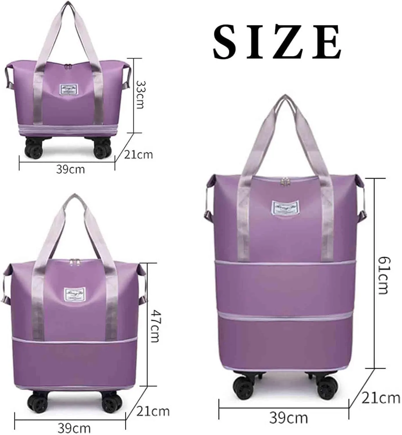 Kulken Travel Bag with Wheels, 2025 New Sparkhomez Large Capacity Travel Bag - Universal Wheel Removable Expandable (A, Pink)