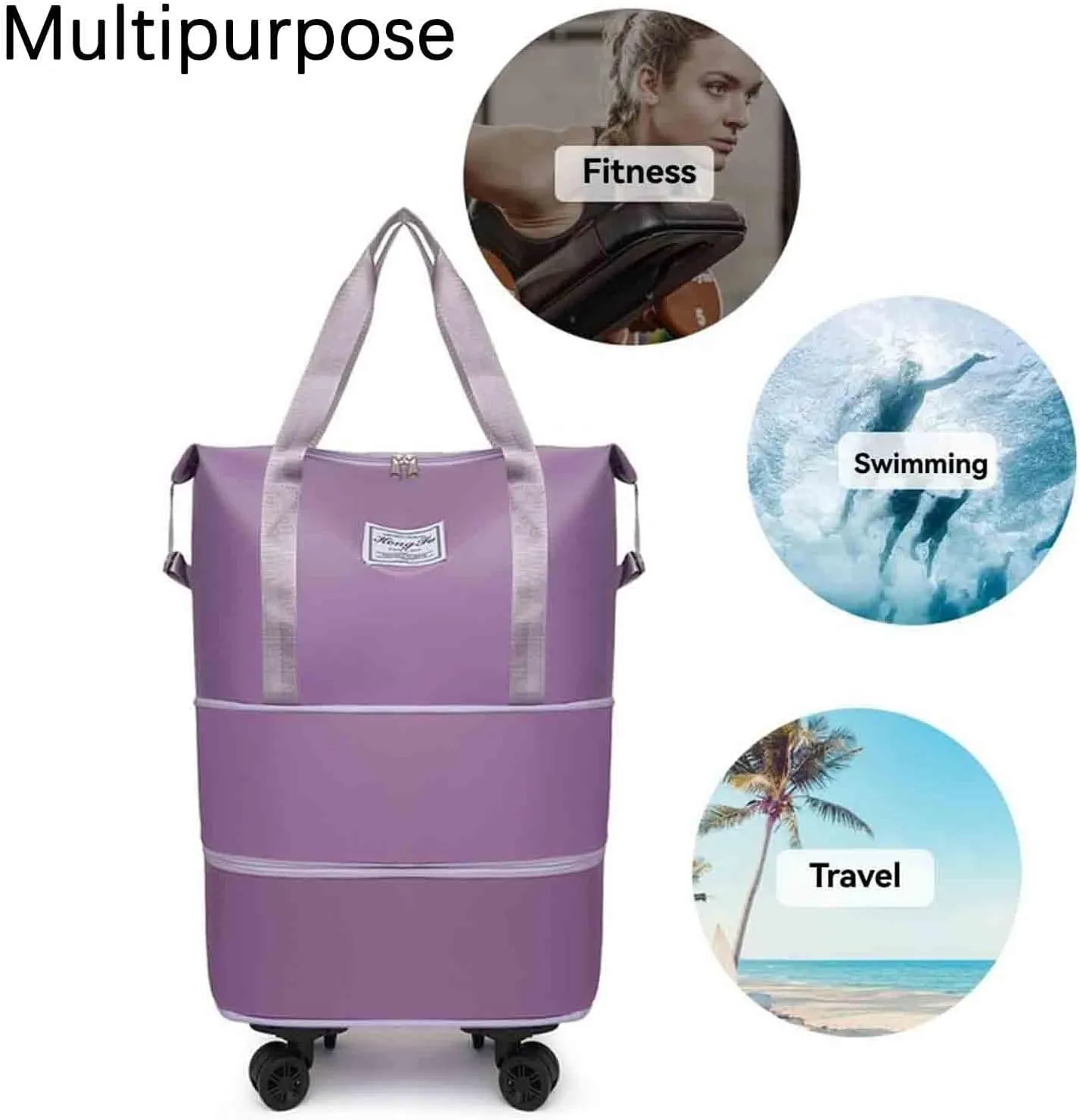 Kulken Travel Bag with Wheels, 2025 New Sparkhomez Large Capacity Travel Bag - Universal Wheel Removable Expandable (A, Pink)