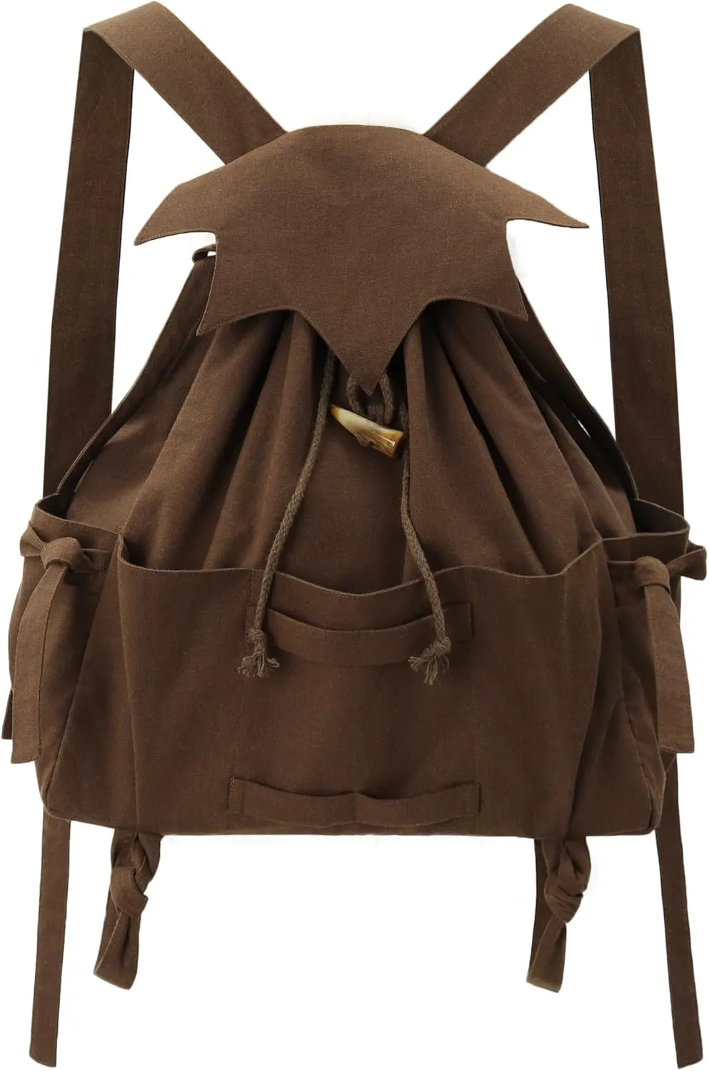KUOIN Medieval Drawstring Backpack, Vinatge LARP Camping Renaissance Faire Accessories (Brown)