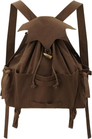 KUOIN Medieval Drawstring Backpack, Vinatge LARP Camping Renaissance Faire Accessories (Brown)