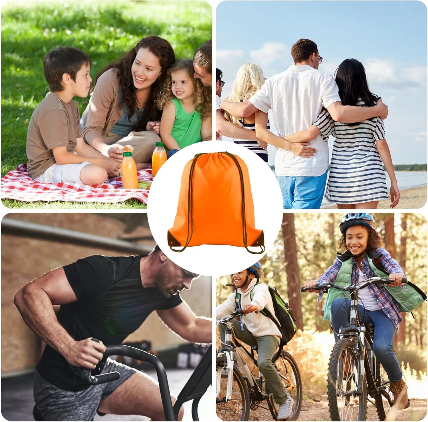 KUUQA 40Pcs Drawstring Backpack Bags Bulk Orange Drawstring Bag Foldable Gym Bag Sport Cinch Sack String Backpack Storage Bags for Women Men Shopping Gym Travel Sports