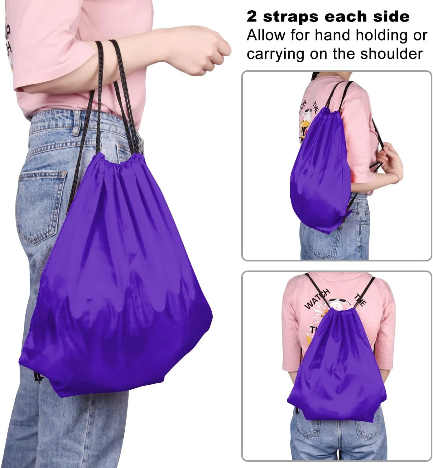 KUUQA 60Pcs Purple Drawstring Backpack Bag Bulk Drawstring Bags String Bags Storage Bags Gym Backpack for Sport Gym Traveling