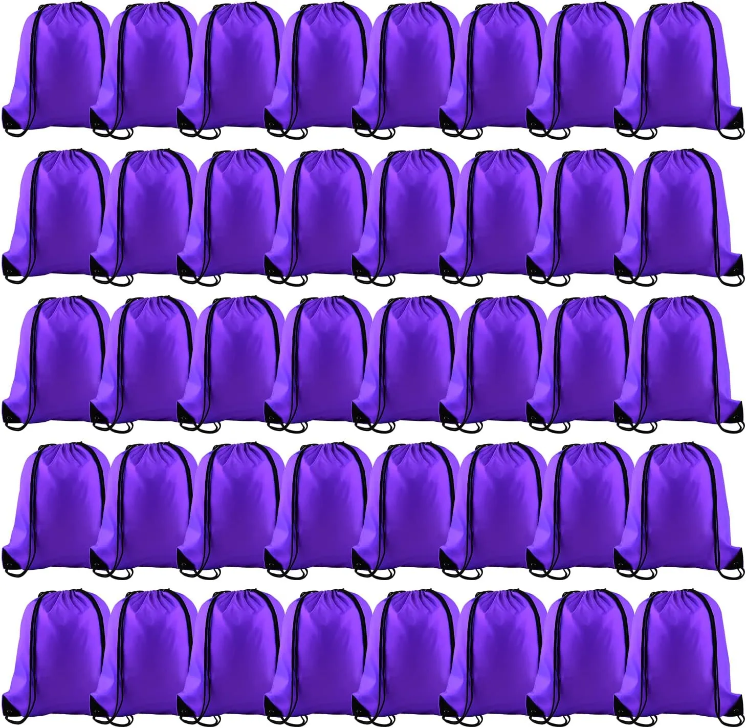 KUUQA 60Pcs Purple Drawstring Backpack Bag Bulk Drawstring Bags String Bags Storage Bags Gym Backpack for Sport Gym Traveling