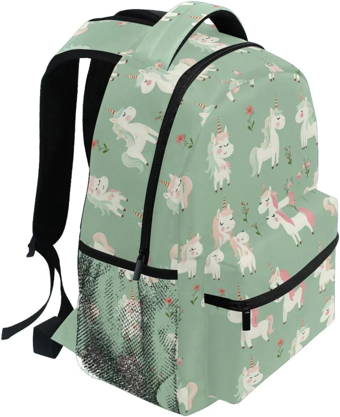 Laptop Backpack for Unisex Adult Fashion Stylish Travel Bags with Chest Strap for Business Work College Travel Trip Cartoon Cute Unicorns Sage Green