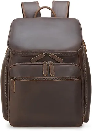 Laptop Backpack Genuine Leather Casual Travel Daypack Hiking Travel Bag Camping Rucksack