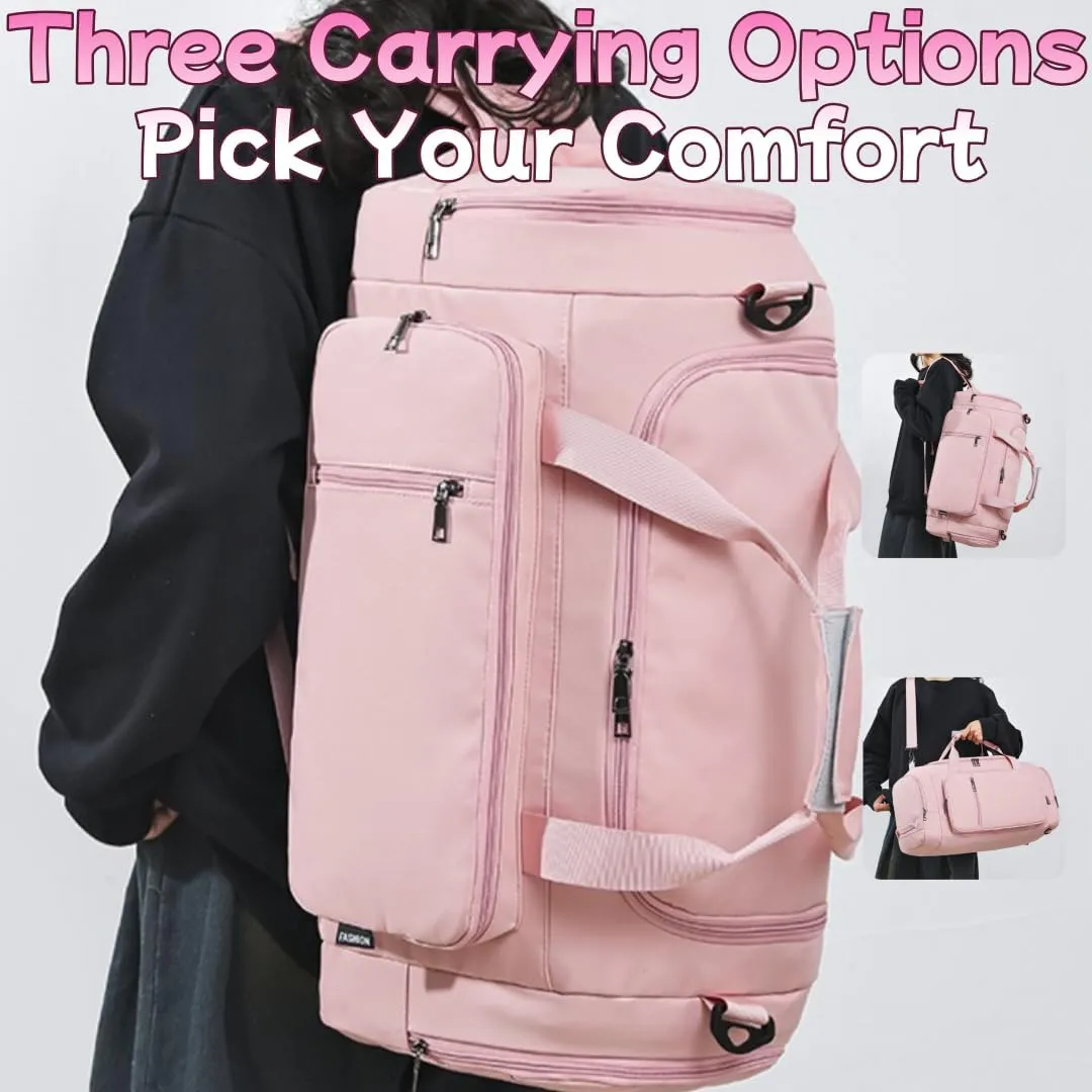 Large Capacity Duffel with Triple Carry Options, Dry & Wet Separation,Duffels for Sports & Fitness (Pink)