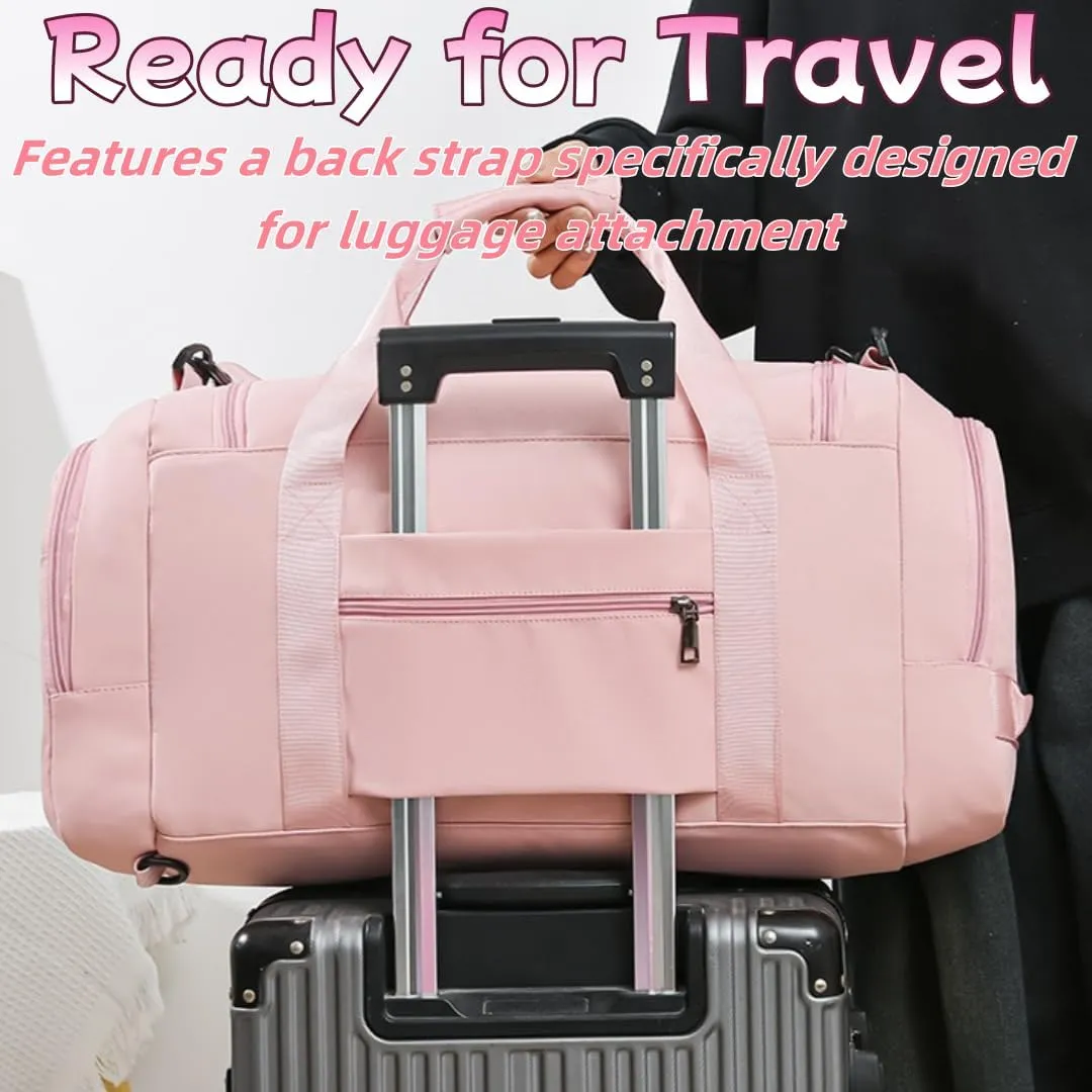Large Capacity Duffel with Triple Carry Options, Dry & Wet Separation,Duffels for Sports & Fitness (Pink)