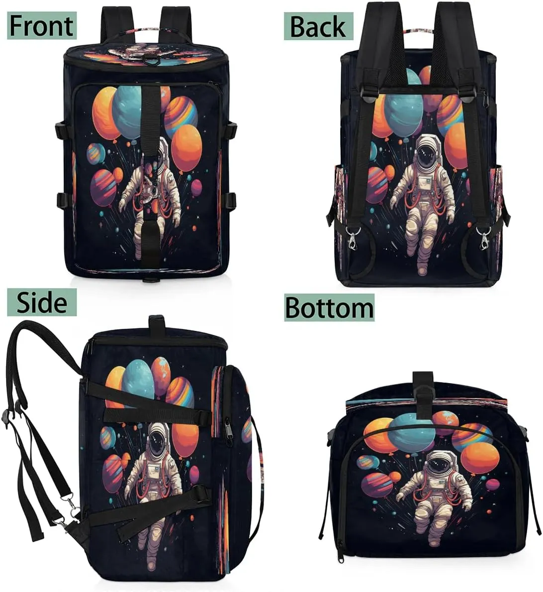 Large Carry on Backpack for Women Men Multi-function Gym Duffle Bag Astronaut Print Backpack Polyester Waterproof Duffel Bags