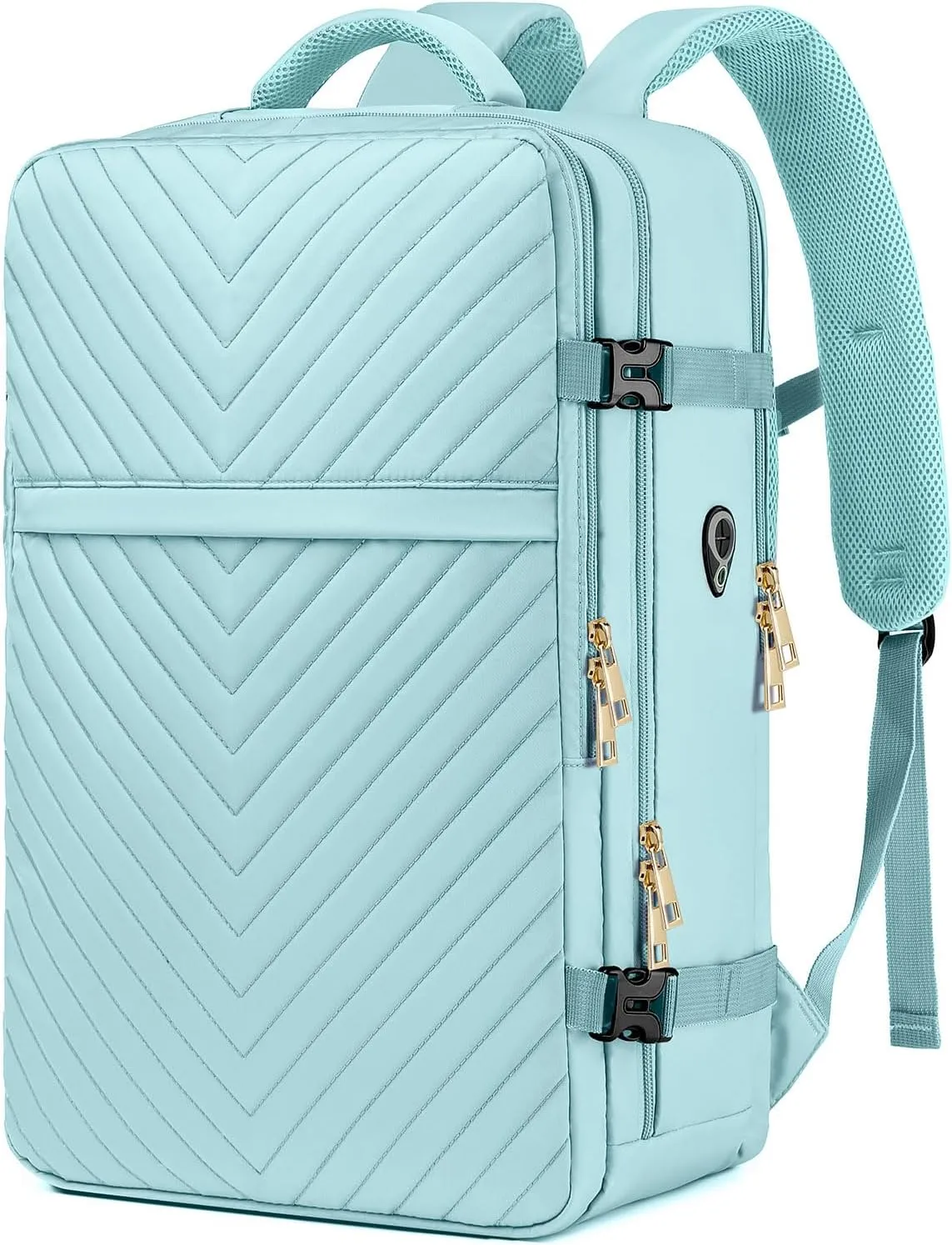 Large Carry On Travel Backpack - Flight Approved Waterproof Luggage Suitcase Backpacks Personal Item Size for Women Fit 17 Inch Laptop College Overnight Bag Anti-Theft Weekender Daypack Light Blue