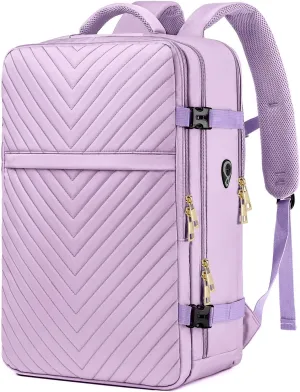 Large Carry On Travel Backpack - Flight Approved Waterproof Luggage Suitcase Backpacks Personal Item Size for Women Fit 17 Inch Laptop College Overnight Bag Anti-Theft Weekender Daypack Light Purple