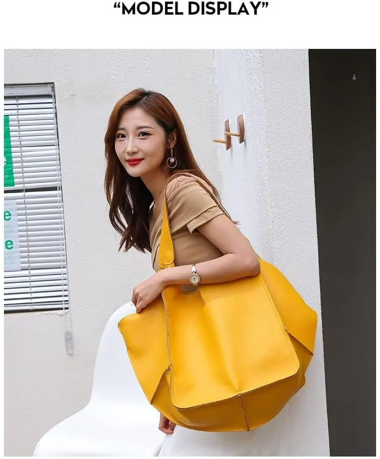 Large Tote Handbag, PU Leather Satchel Tote Shoulder Bags Purse Soft Crossbody Oversized Travel Tote Bag