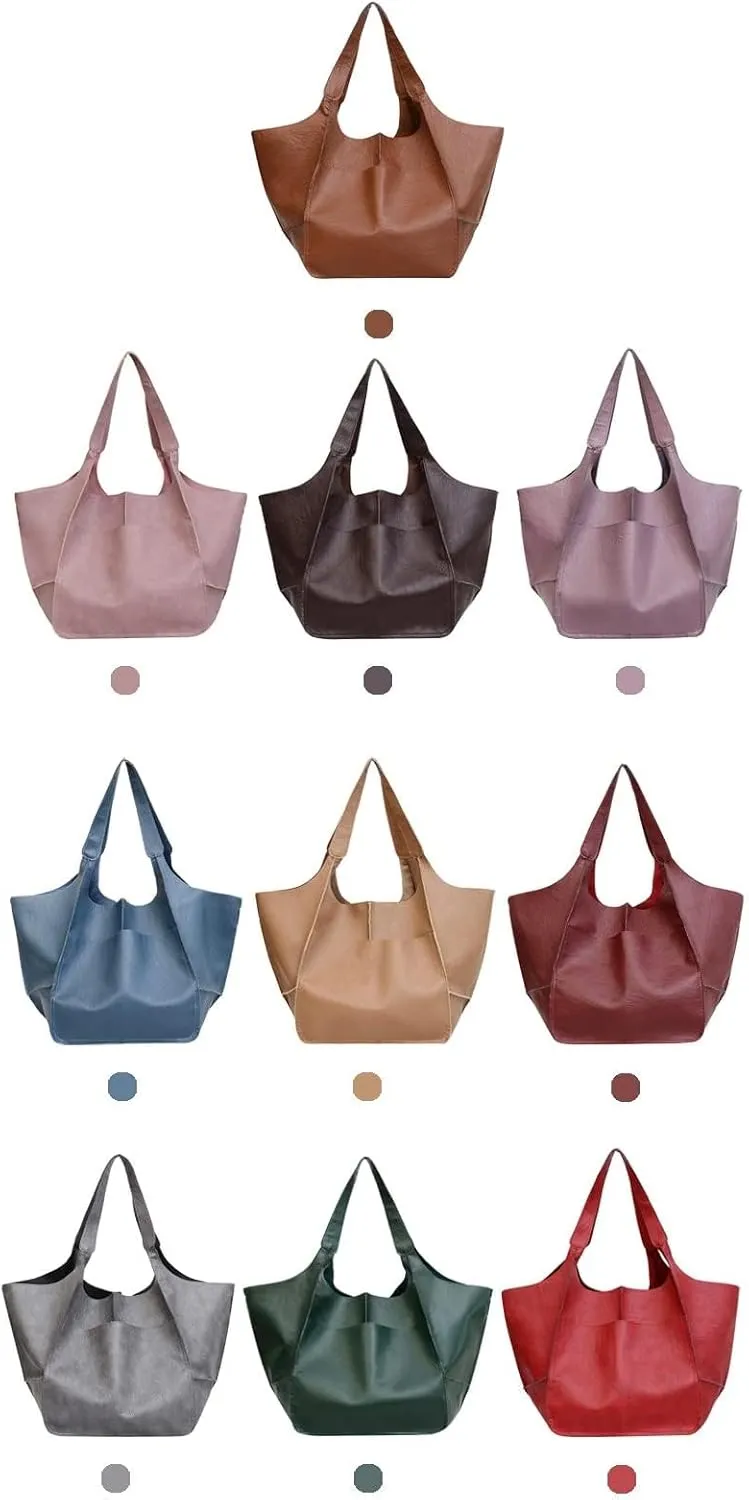 Large Tote Handbag, PU Leather Satchel Tote Shoulder Bags Purse Soft Crossbody Oversized Travel Tote Bag