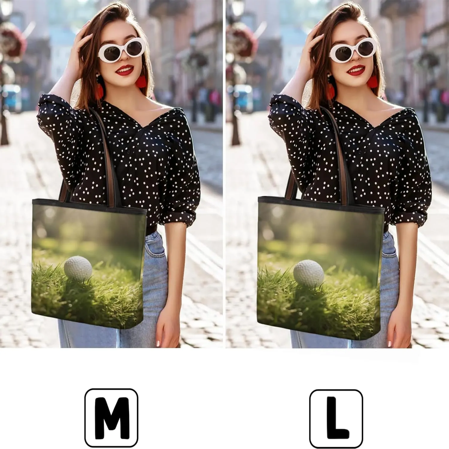 Lawn Golf Tote Bag Multi Pocket Zippered Beach Bag Lightweight Waterproof Handbag