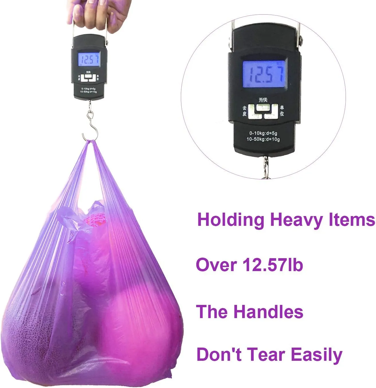LazyMe T Shirt Bags, Plastic Grocery Bags with Handles in Bulk for Shopping and Restaurant, Bolsas De Plastico Para Negocio, 12 x 20 Inches (Purple 50 Pcs,Yellow 50 Pcs)