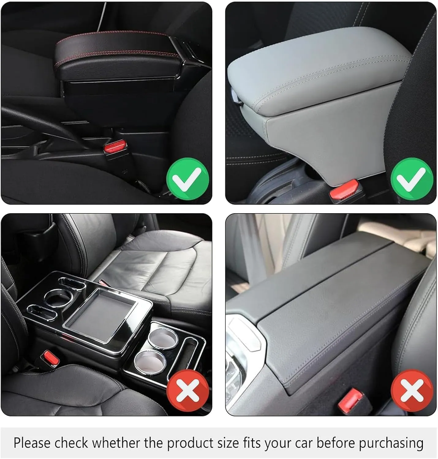Leather Car Center Console Cover for Mitsubishi ASX (Facelift 2012) 2013-2024, Universal Car Armrest Cover Protector 2 Storage Bags Waterproof Anti Scratch Interior Accessories, Beige