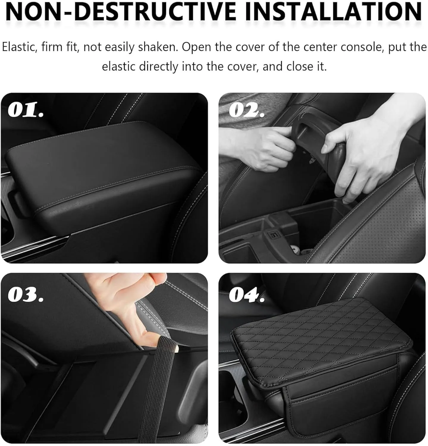 Leather Car Center Console Cover for Mitsubishi ASX (Facelift 2012) 2013-2024, Universal Car Armrest Cover Protector 2 Storage Bags Waterproof Anti Scratch Interior Accessories, Beige