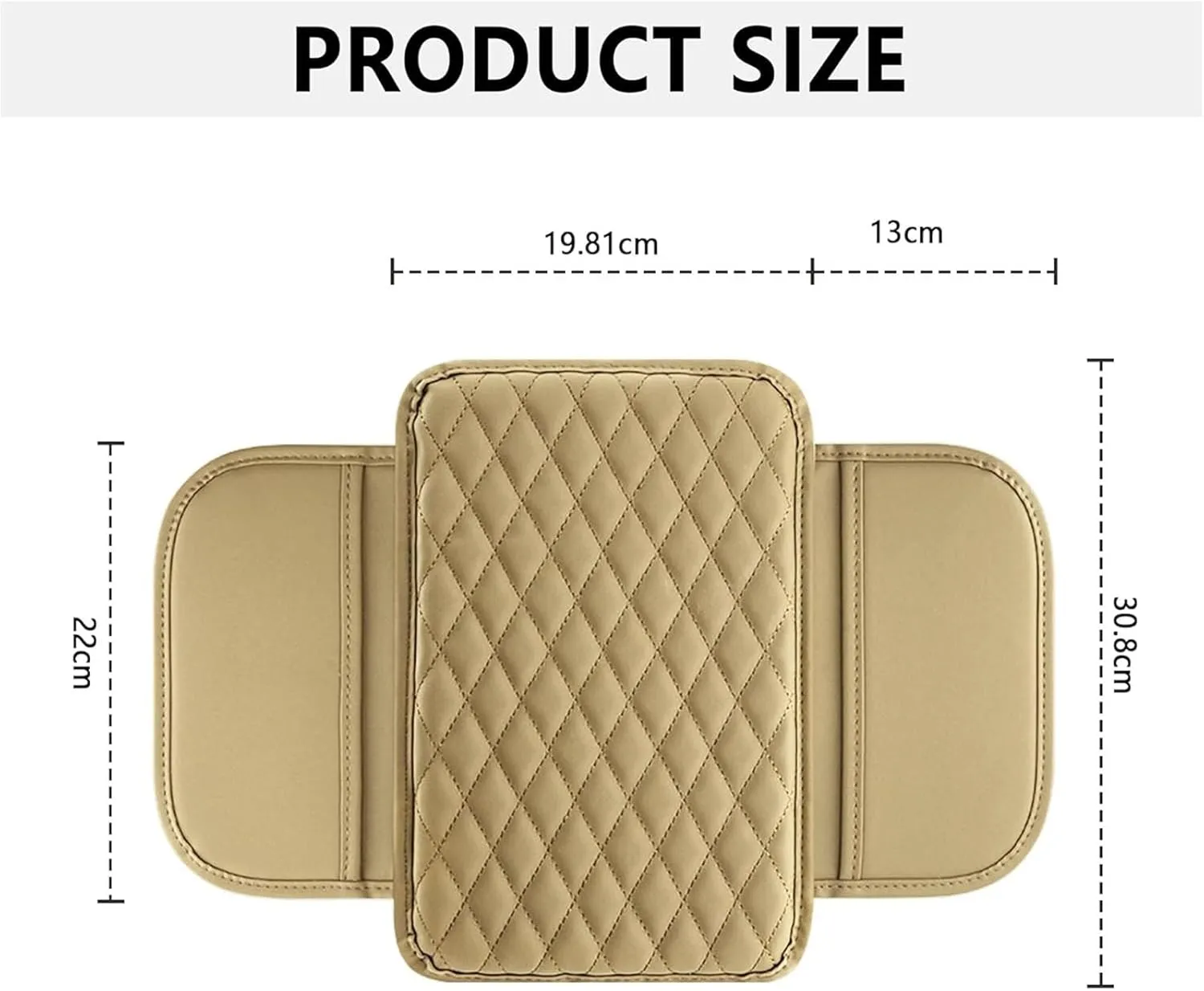 Leather Car Center Console Cover for Mitsubishi ASX (Facelift 2012) 2013-2024, Universal Car Armrest Cover Protector 2 Storage Bags Waterproof Anti Scratch Interior Accessories, Beige