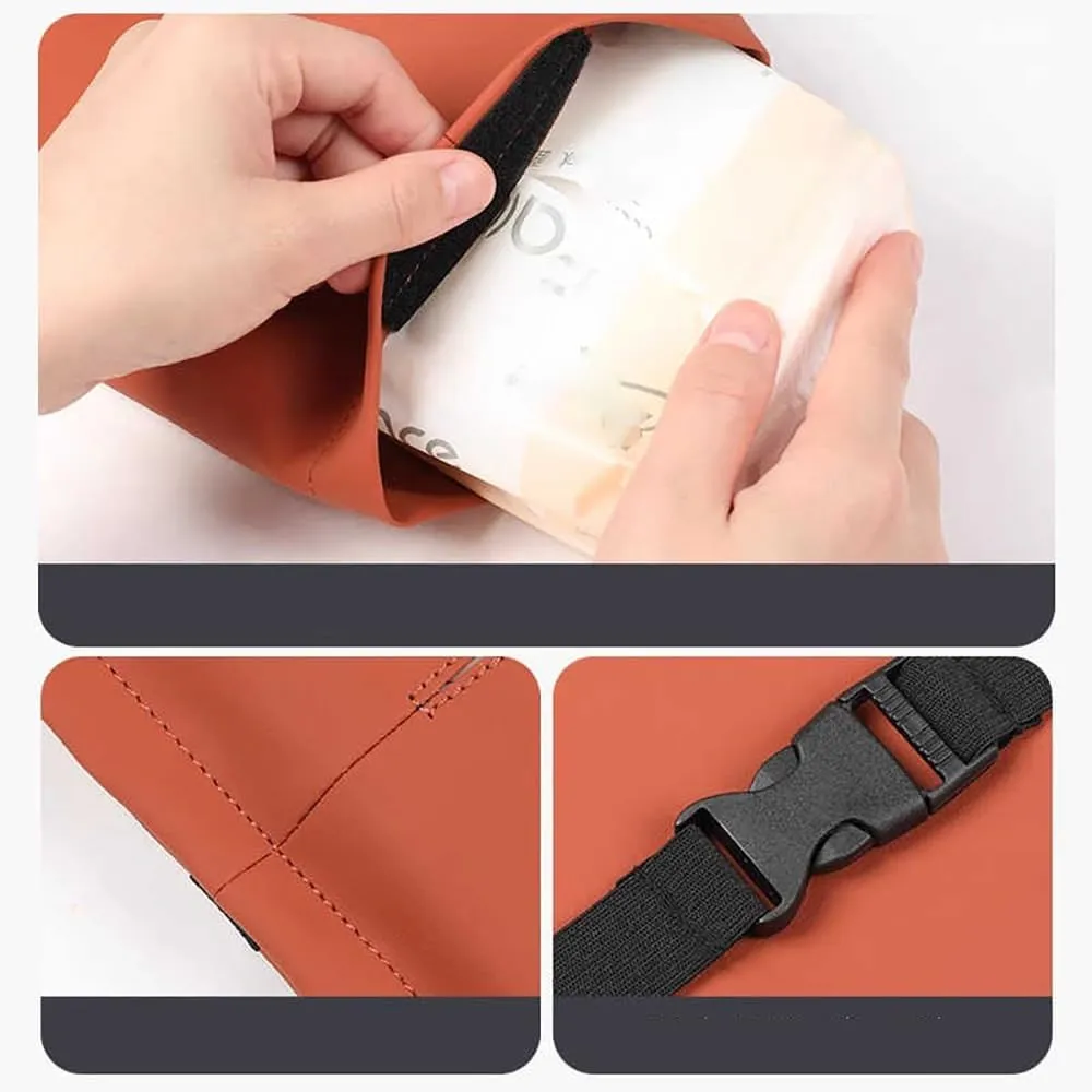 Leather Car Tissue Bag for Bentley Flying Spur 3.Gen V8 / Speed/Hybrid, Premium Hanging Design Tissue Holder with Elastic Straps for Easy Access Luxury Accessories,Orange-2pcs