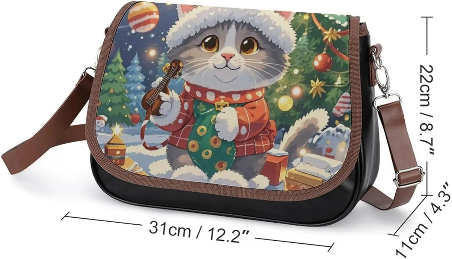 Leather Crossbody Bag for Women Squirrel Eats Nuts Detachable Strap Handbags Travel Purse Shoulder Bags for Daily Use