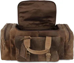 Leather duffel bag 24 Inch U Zip holdall Travel sports Duffle Weekend gym Sports