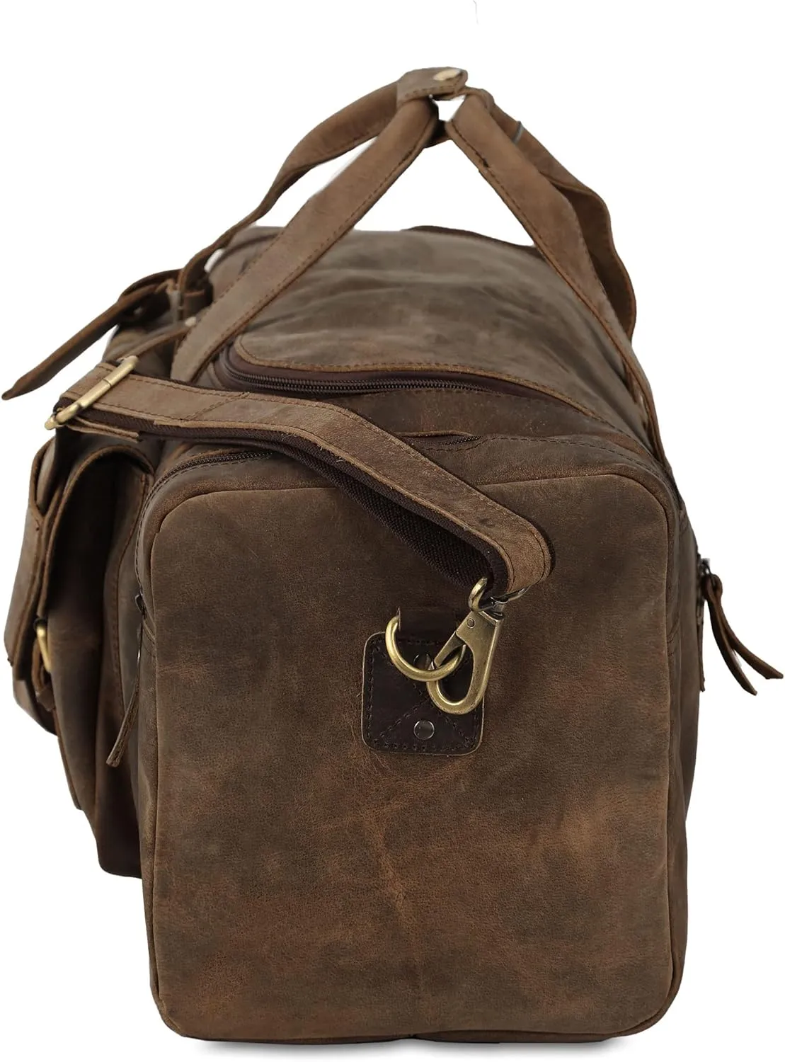 Leather duffel bag 24 Inch U Zip holdall Travel sports Duffle Weekend gym Sports