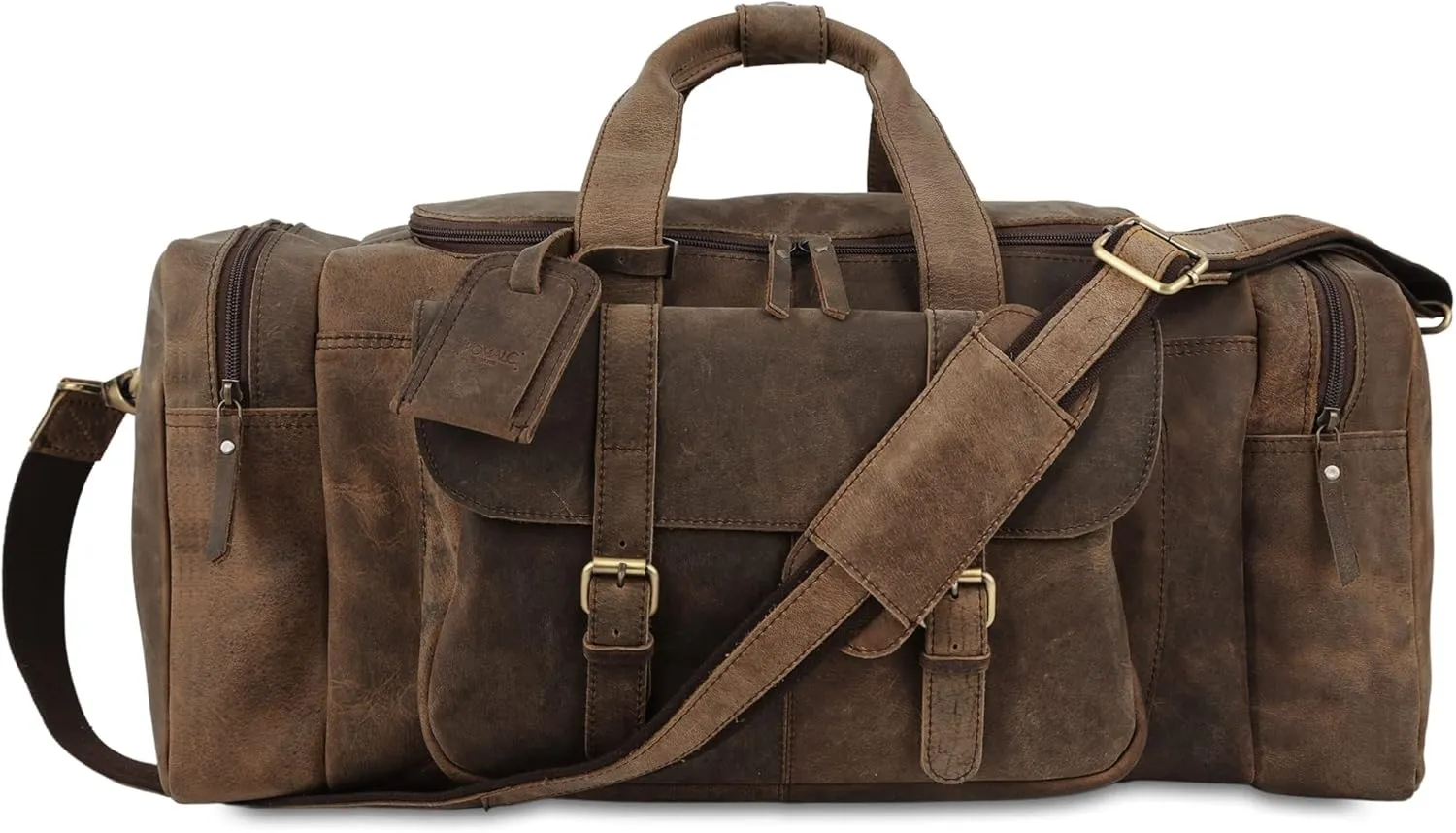 Leather duffel bag 24 Inch U Zip holdall Travel sports Duffle Weekend gym Sports