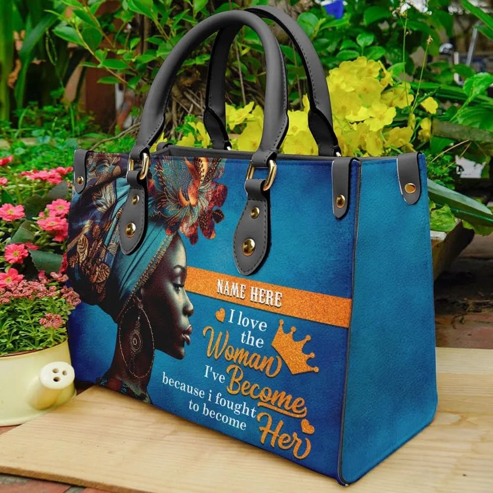Leather Handbag for Black Women, Custom Name Tote Bag, Mother's Day, Birthday & Christmas Gifts
