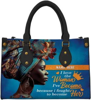 Leather Handbag for Black Women, Custom Name Tote Bag, Mother's Day, Birthday & Christmas Gifts