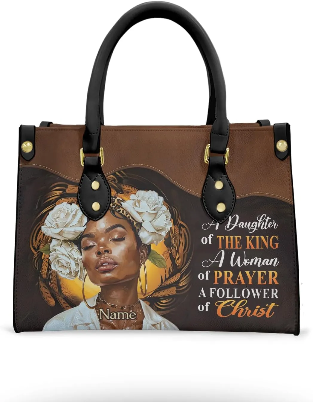 Leather Handbag for Black Women, Custom Name Tote Bag, Mother's Day, Birthday & Christmas Gifts