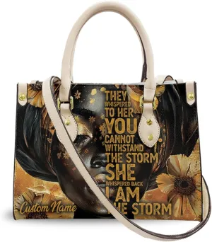 Leather Handbag for Black Women, Custom Name Tote Bag, Mother's Day, Birthday & Christmas Gifts