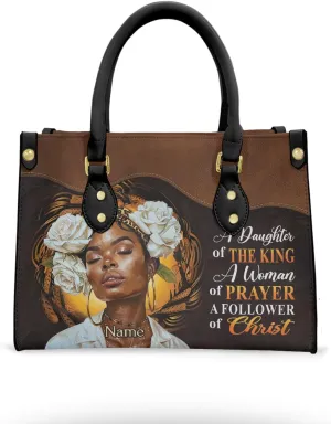 Leather Handbag for Black Women, Custom Name Tote Bag, Mother's Day, Birthday & Christmas Gifts