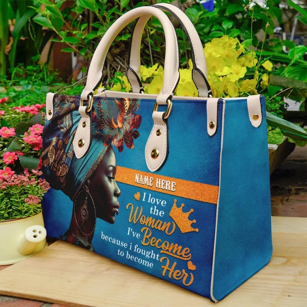 Leather Handbag for Black Women, Custom Name Tote Bag, Mother's Day, Birthday & Christmas Gifts