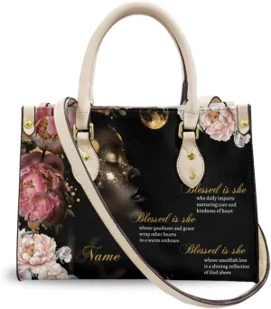 Leather Handbag for Black Women, Custom Name Tote Bag, Mother's Day, Birthday & Christmas Gifts