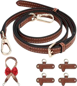 Leather Purse Strap Kit Replacement with Wide Canvas Handbag Crossbody Strap Compatible with Longchomp Pouch Tote Bag