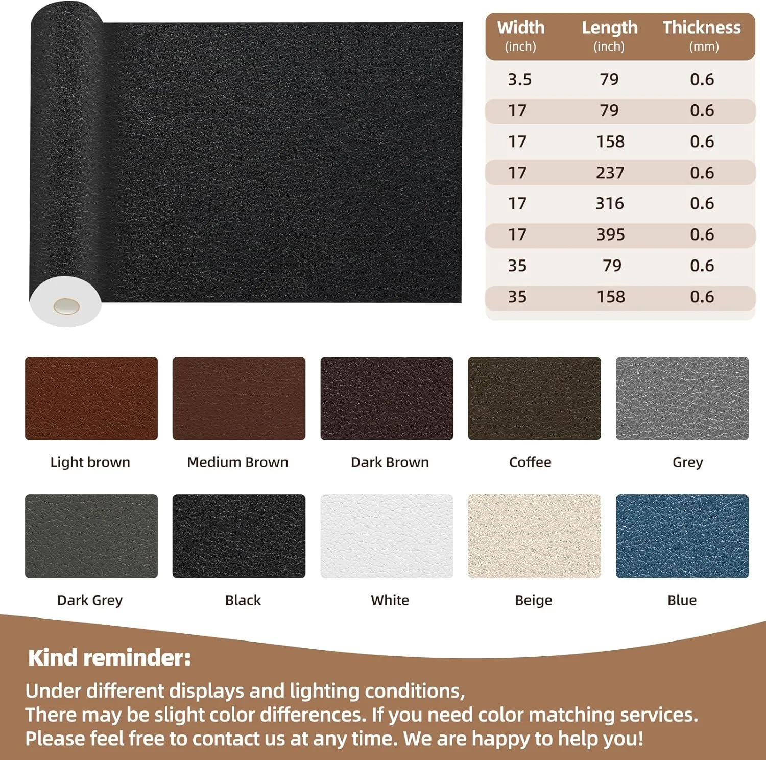 Leather Repair Patch, 17X79 Inch Repair Patch Self Adhesive Waterproof, DIY Large Leather Patches for Couches, Furniture, Kitchen Cabinets, Wall （Dark Brown, 17X79 Inch）