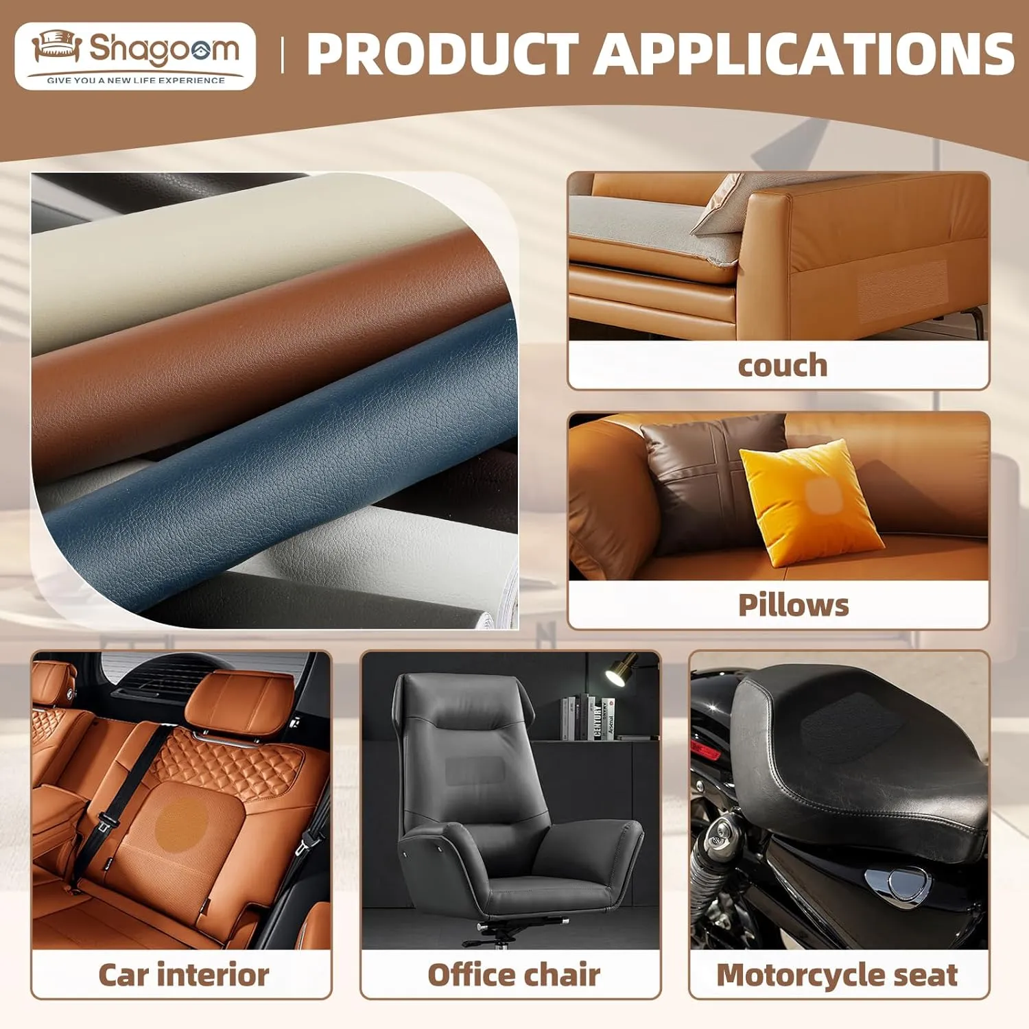 Leather Repair Patch, 17X79 Inch Repair Patch Self Adhesive Waterproof, DIY Large Leather Patches for Couches, Furniture, Kitchen Cabinets, Wall （Dark Brown, 17X79 Inch）
