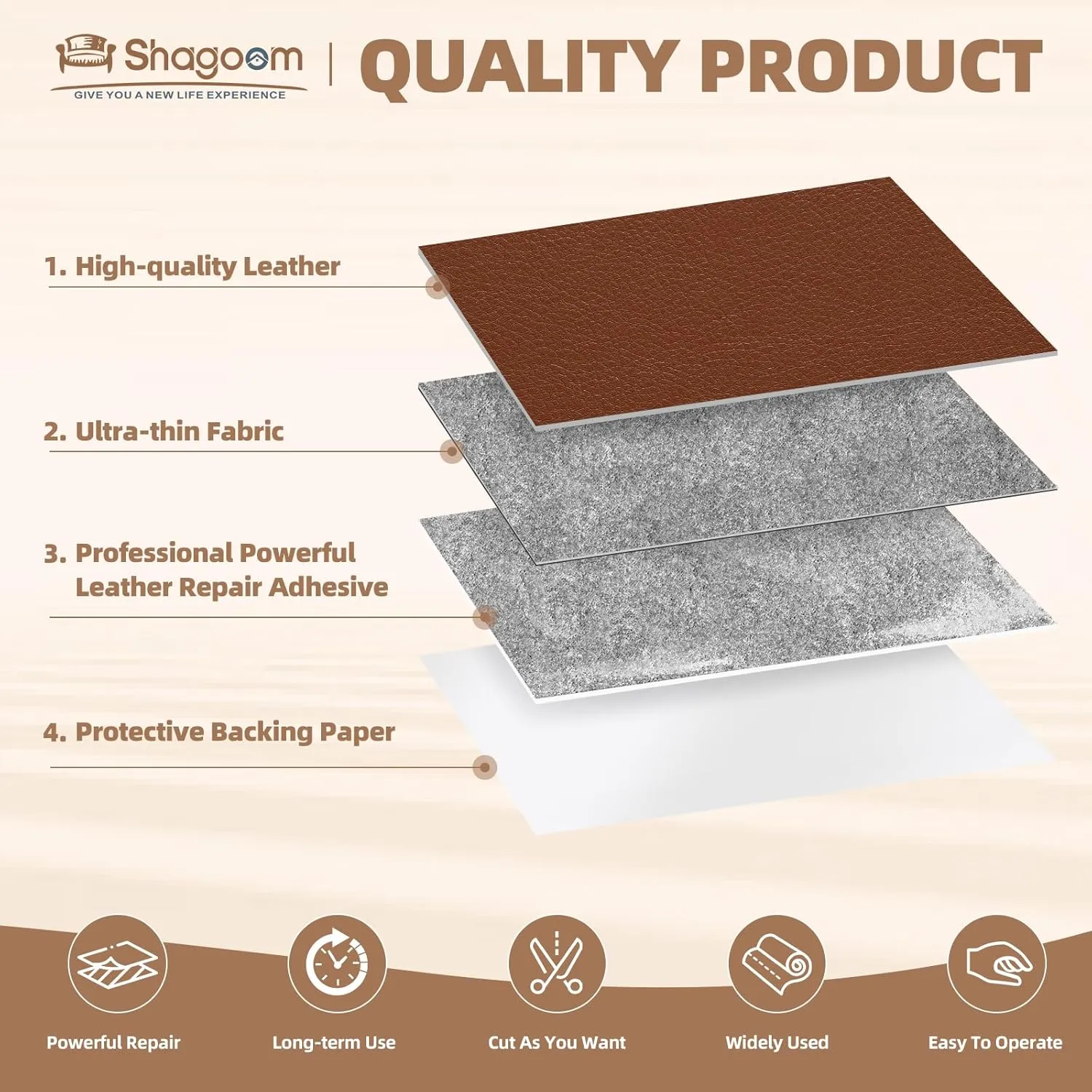 Leather Repair Patch, 17X79 Inch Repair Patch Self Adhesive Waterproof, DIY Large Leather Patches for Couches, Furniture, Kitchen Cabinets, Wall （Dark Brown, 17X79 Inch）